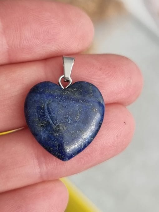 Lapis Lazuli Kalp Doğal Taş Kolye Ucu