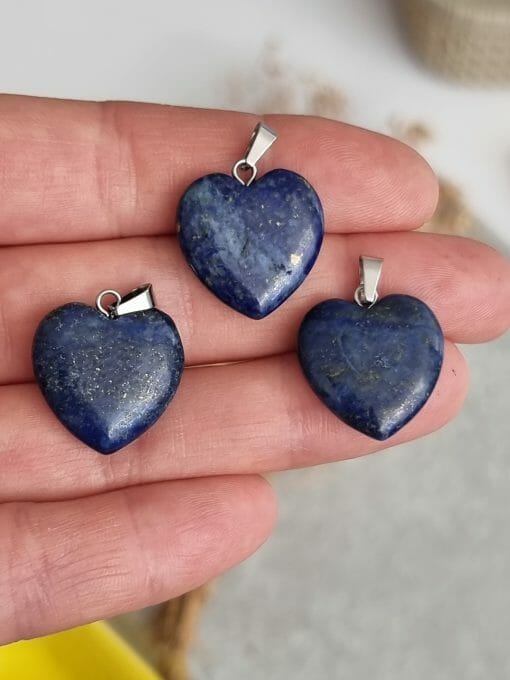 Lapis Lazuli Kalp Doğal Taş Kolye Ucu