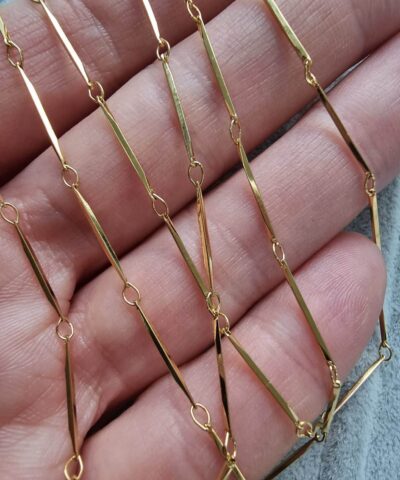 0.8 MM Gold Çubuk Halka Desenli Takı Zinciri