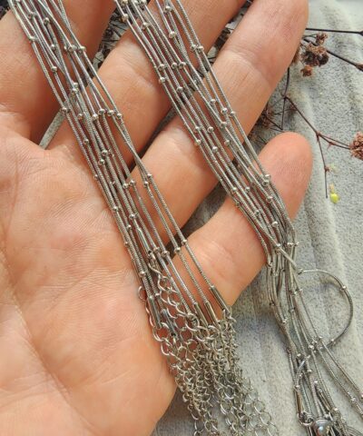 1 MM Ara Toplu Yılan Çelik Takı Zinciri 45 CM - Gümüş