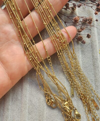 1 MM Ara Toplu Yılan Çelik Takı Zinciri 45 CM - Gold