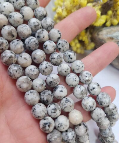 10 MM Faset Benekli Beyaz Ceyt Kuvars Taşı