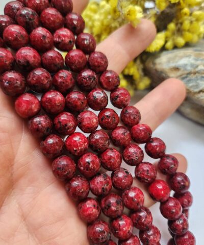 10 MM Faset Benekli Kırmızı Ceyt Kuvars Taşı