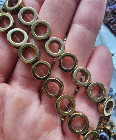 10 MM Halka Hematit Taşı - Gold