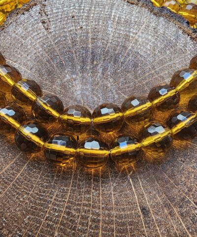 10 Mm Kehribar Renkli Faset Kuvars Dogal Tas