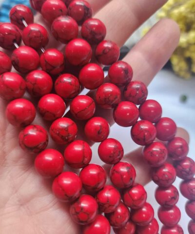 10 MM Küre Kırmızı Turkuaz Ceyt Kuvars Taşı