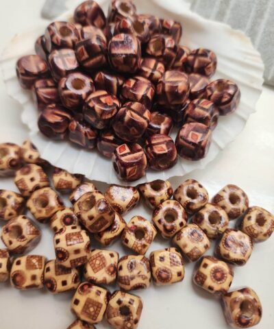 10 MM Motifli Küp Ahşap Tahta Boncuk