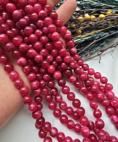 Pembe Beyaz Küre Ceyt Doğal Taş 8mm