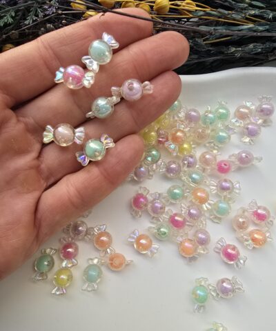 Şeker Cam Görünümlü Renkli Akrilik Boncuk