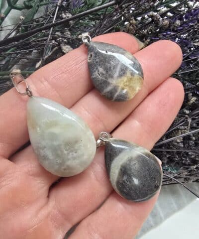 Yassı Damla Amazonit Taşı Kolye Ucu