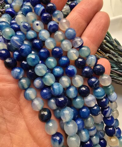 8 MM Faset Saks Mavisi Akik Taşı