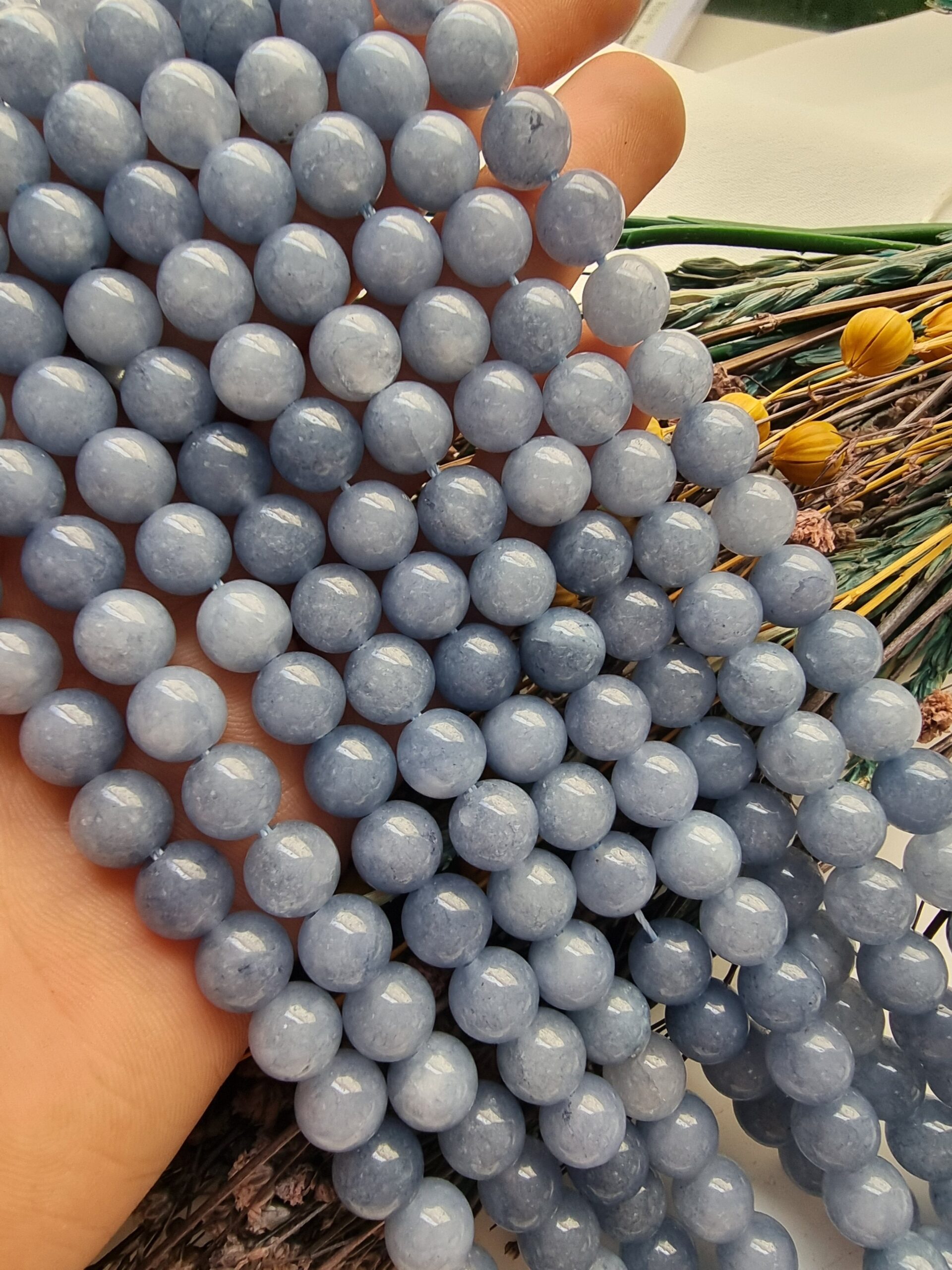 8 MM Koyu Akua Kuvars Dizi Doğal Taş