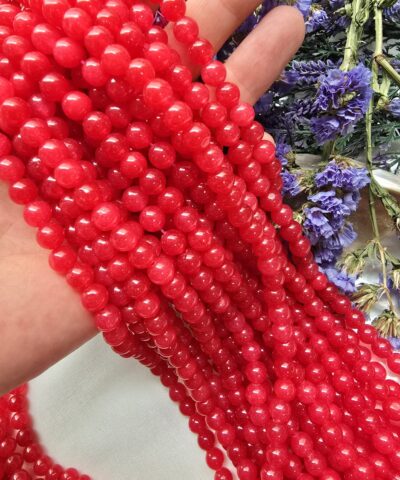 Pembe Beyaz Küre Ceyt Doğal Taş 8mm