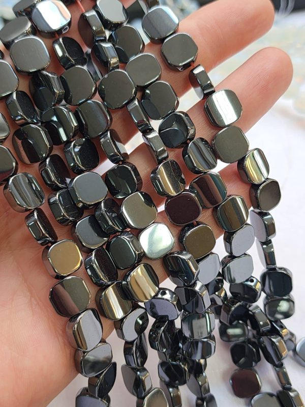 10x10 MM Tila Çift Delikli Hematit Doğal Taş
