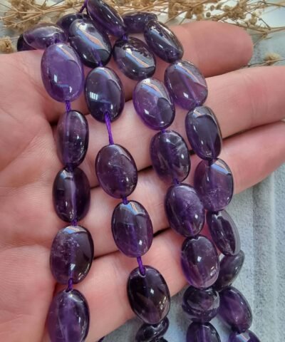 Oval Ametist Doğal Taş Dizi 10x14 MM