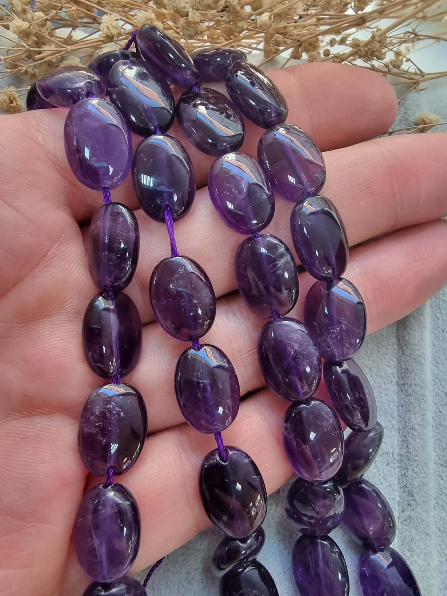 10x14 Mm Oval Ametist Dogal Tas Dizi 4