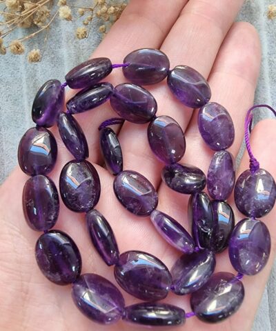 10x14 Mm Oval Ametist Dogal Tas Dizi