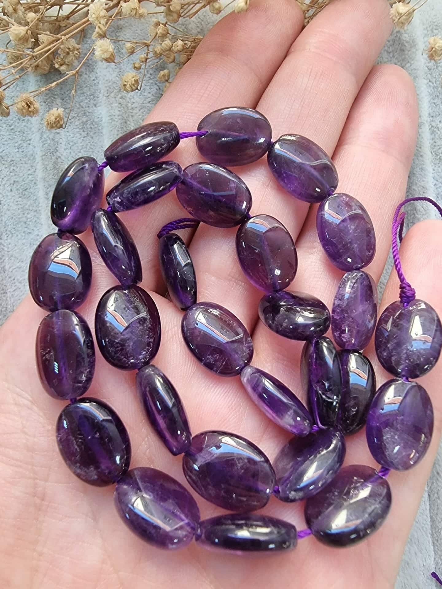 10x14 Mm Oval Ametist Dogal Tas Dizi