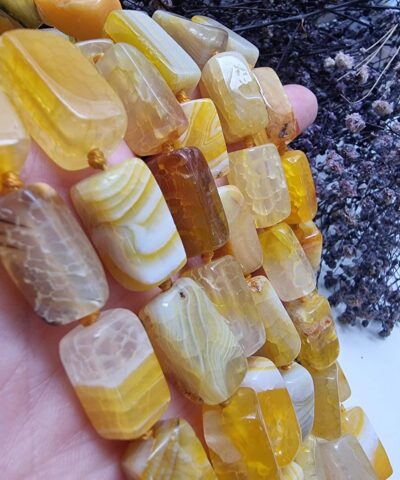 10x20 Mm Sitrin Renkli Dikdortgen Akik Dogal Tas 2