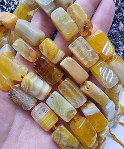 10x20 Mm Sitrin Renkli Dikdortgen Akik Dogal Tas 3