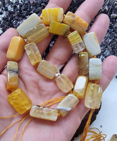 10x20 Mm Sitrin Renkli Dikdortgen Akik Dogal Tas 4