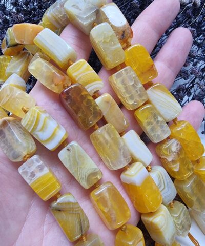 10x20 Mm Sitrin Renkli Dikdortgen Akik Dogal Tas