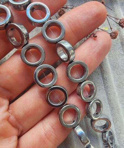 12 MM Halka Hematit Taşı - Gümüş