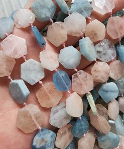 12 MM Petek Akuamarin Pembe Kuvars Mix