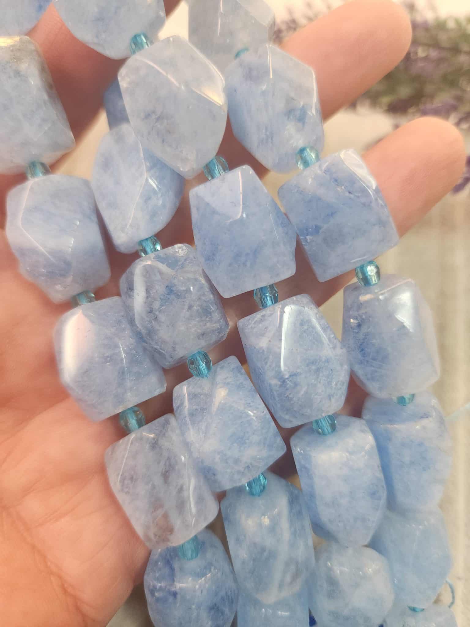 13x19 Mm Fasetli Dikdortgen Mavi Kuvars Tasi