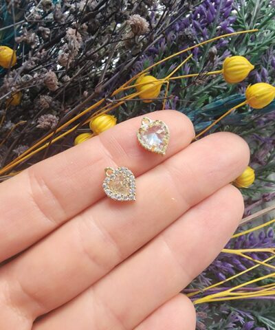 14 MM Kalp Zirkon Çelik Kolye Ucu - 501