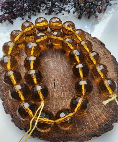 14 Mm Kehribar Renkli Faset Kuvars Dogal Tas 2