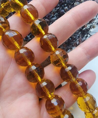 14 Mm Kehribar Renkli Faset Kuvars Dogal Tas 4