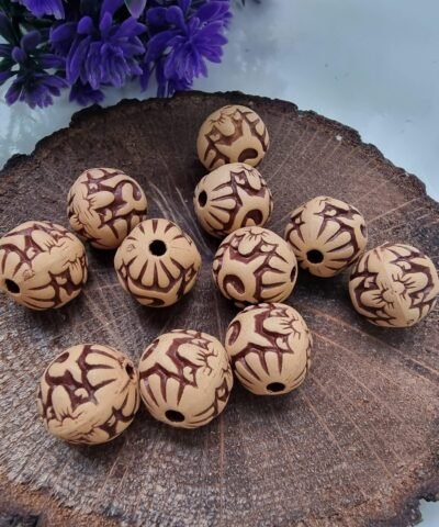15 MM Desenli Top Ahşap Tahta Boncuk