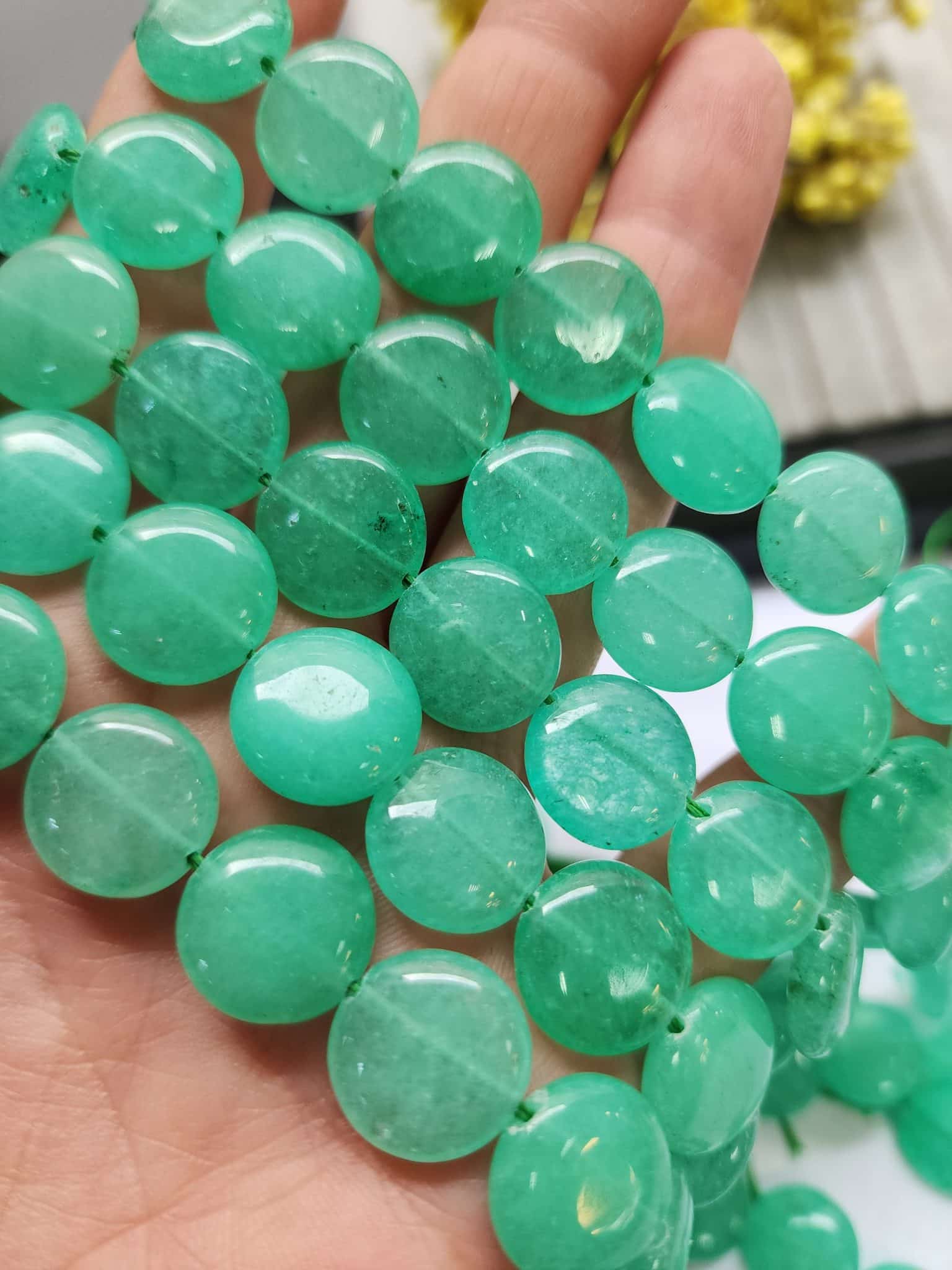 15 MM Tablet Aventurin Ceyt Kuvars Taşı