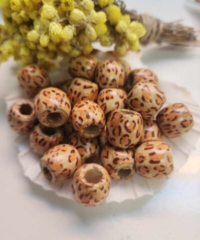 16 MM Leopar Silindir Ahşap Tahta Boncuk