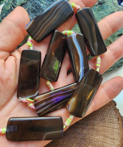 16x40 MM Dikdörtgen Kahve Akik Taşı