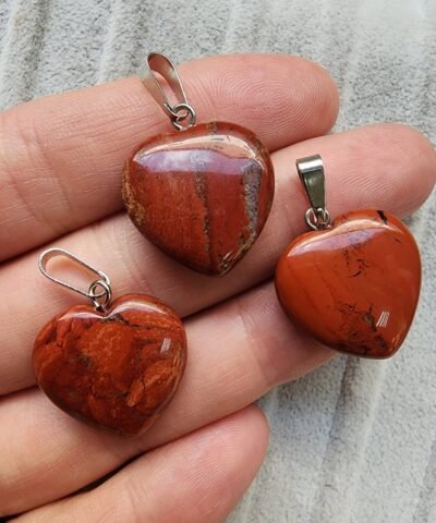 2 CM Kalp Kırımızı Jasper Taşı Kolye Ucu