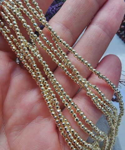 2 MM Faset Küre Hematit Doğal Taş - Parlak Gold