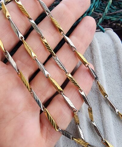 2.5x14 MM Çizgili Çubuk Çelik Takı Zinciri - 501