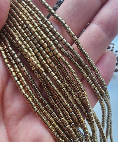 2,5x2,5 MM Silindir Hematit Taşı - Gold