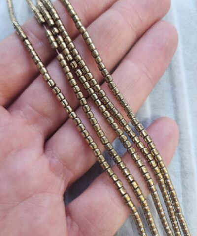 2x2 Mm Silindir Hematit Dogal Tas Gold