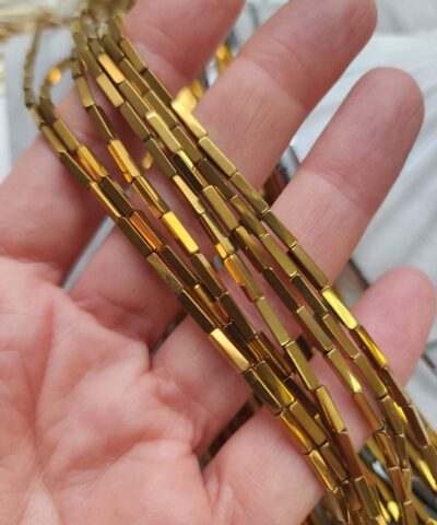2x8 Mm Dikdortgen Hematit Dogal Tas Gold