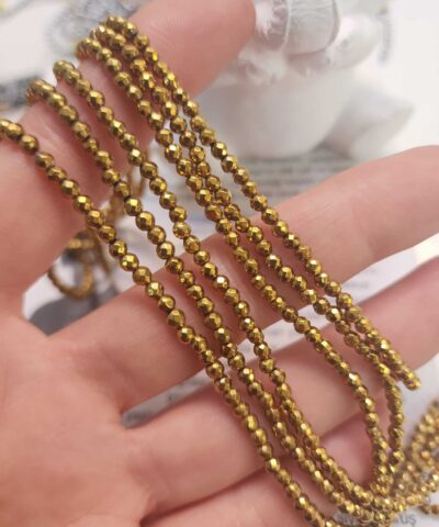 3 Mm Fasetli Kure Hematit Dogal Tas Gold