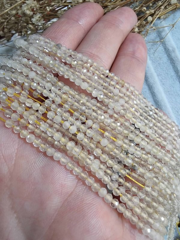 3 MM Fasetli Sitrin Doğal Taş Boncuk