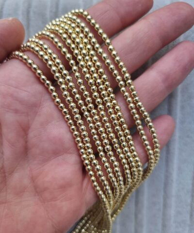 3 Mm Kure Hematit Dogal Tas Boncuk Parlak Gold