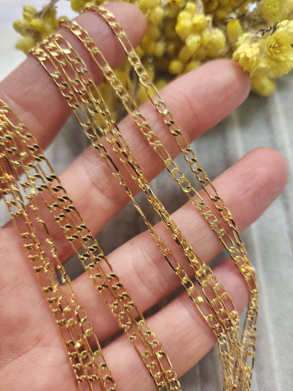 3 MM Üçlü Yassı Altın Kaplama Takı Zinciri
