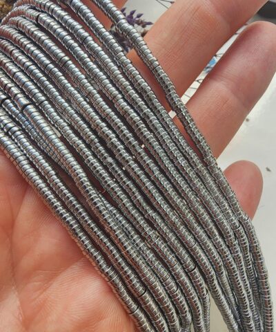 3x1 MM Disk Hematit Taşı - Gümüş