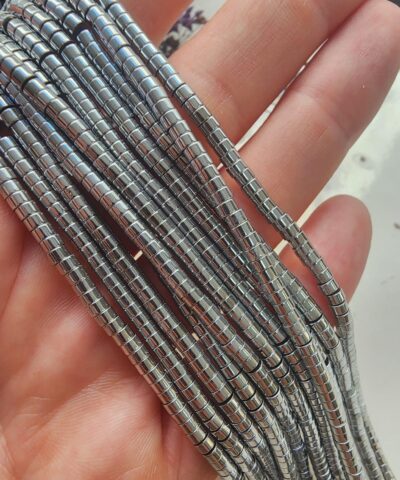 3x2 MM Disk Hematit Taşı - Gümüş