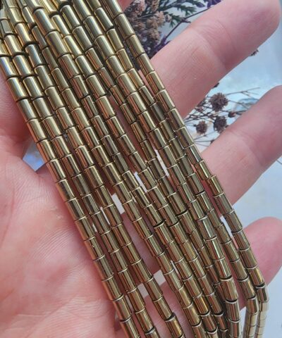 3x5 MM Silindir Hematit Taşı - Soft Gold