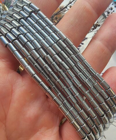 3x5 MM Silindir Hematit Taşı - Gümüş